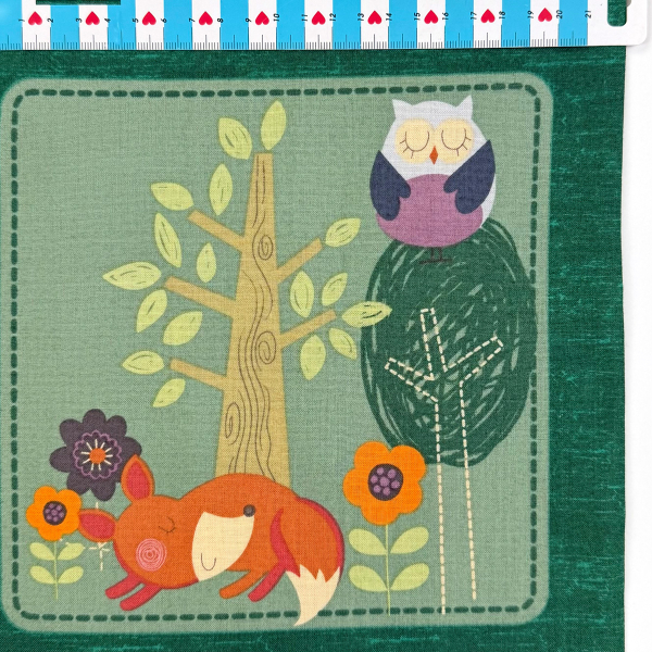 Preview: Baumwolle Stoff ST10220 Webware Kinderstoff Fuchs Eule Igel Baum Blume  Dekostoff Kissenstoff Meterware Fox & Friends